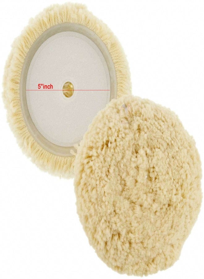 Mass Pro 1Pcs Wool Polishing Polishers Clean Buffing Pad Bonnet for Furniture/Car (5 inch), Beige - Image 1